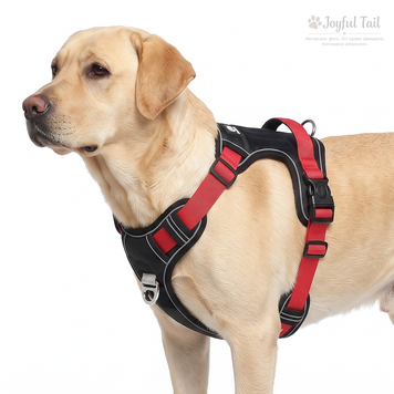 Анатомічна шлея для собак посилена Duomm FidoFlex шлейка чорна з червоним, S 001341 фото